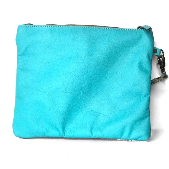 1 LEFT! Handmade Genuine Leather Metallic Foil Stitch Detail Clutch - Picture 4 of 5